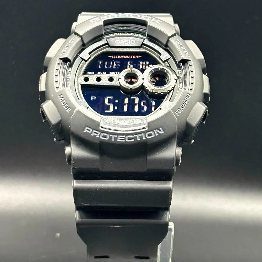 Casio G-Shock GD100-1B Black Digital High Brightness World Time 200M Watch NIB